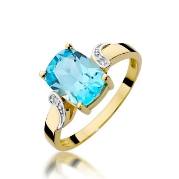 Inel Aur 14K cu Topaz Swiss 2.40 ct si Diamante Naturale 0.01 ct