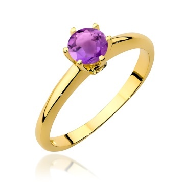Inel Aur 9K cu Ametist 0.50 ct si Diamante Naturale 0.04 ct