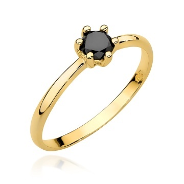 Inel Aur 9K cu Diamant Natural Negru 0.30 ct