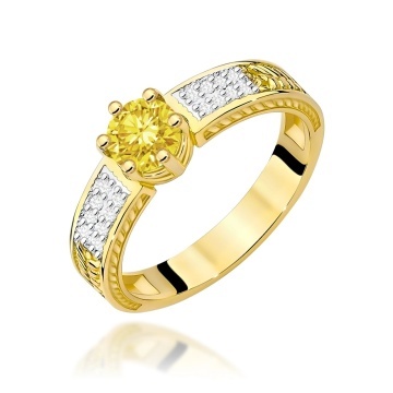 Inel Aur 9K cu Diamante Galbene de Laborator 0.58 ct