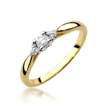 Inel Aur 9K cu Diamante Naturale 0.13 ct