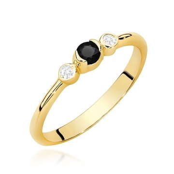 Inel Aur 9K cu Diamante Naturale Albe si Negre 0.18 ct