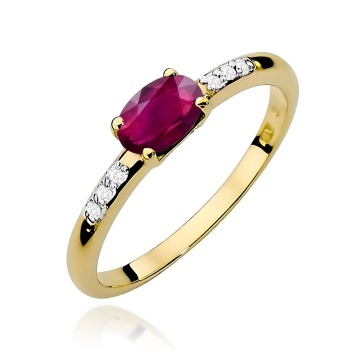 Inel Aur 9K cu Rhodolite 0.50 ct si Diamante Naturale 0.03 ct
