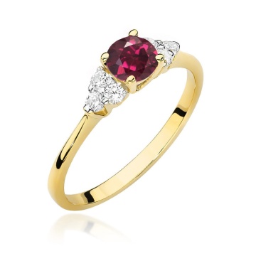 Inel Aur 9K cu Rhodolite 0.60 ct si Diamante Naturale 0.18 ct