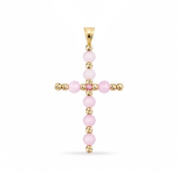 Pandantiv Cruce Baby Pink din AUR 14K