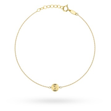 Brățară Aur 14K cu Inimi Împletite în Cerc Diamantat