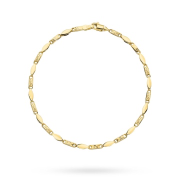 Bratara cu Placute Decorate si Zale- Aur 14k