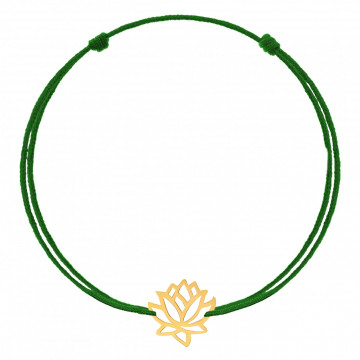 Bratara cu snur si floare de lotus din aur 14k