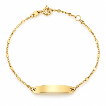 Brățară din Aur 14K pentru Copii cu Plăcuță Personalizabilă – Gravură Gratuită