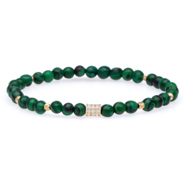 Brățară elastică Balance cu Malachit si charm din aur 14K