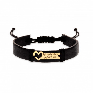 Bratara Esti sotul perfect! din AUR 14K si Piele Naturală