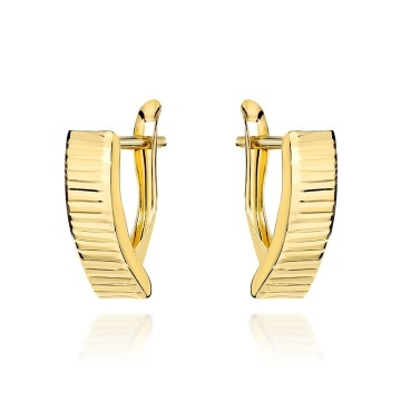 Cercei Aur 14K cu Barete Transversale Diamantate – Eleganță Atemporală
