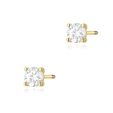 Cercei Aur 14K cu Diamant Natural 0.30 ct Filet cu Protectie