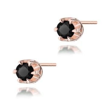 Cercei Aur 14K cu Diamant Natural Negru 0.12 ct