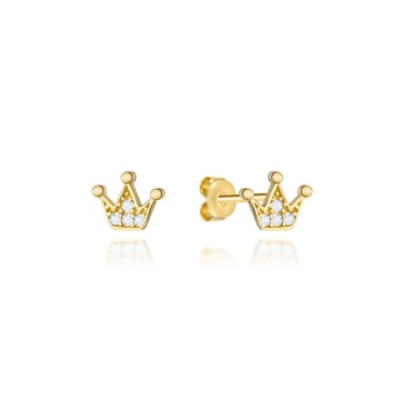 Cercei Aur 14k cu Model Coroana si Zirconii