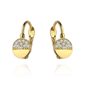 Cercei Aur 14k cu Model Neted si Zirconii Albe