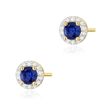 Cercei Aur 14K cu Safir 0.50 ct si Diamante Naturale 0.24 ct