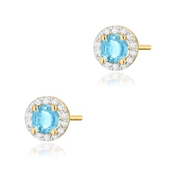 Cercei Aur 14K cu Topaz Swiss 0.50 ct si Diamante Naturale 0.24 ct