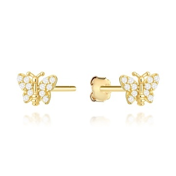 Cercei Aur 14K Model Fluture Decorați cu Zirconiu