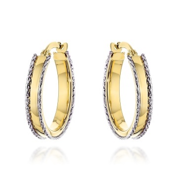 Cercei Aur 14K Rotunzi Bicolori - Eleganță Sculptată