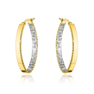 Cercei Ovali cu Model din Aur 14K
