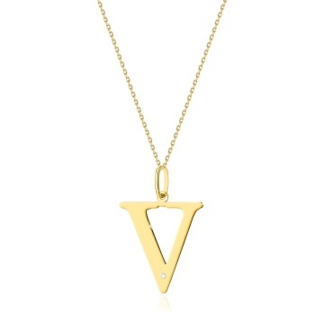 Colier Aur 14K cu Diamant Natural 0.01 ct