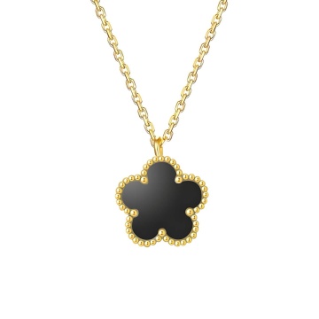Colier Black Flower din Inox placat cu AUR