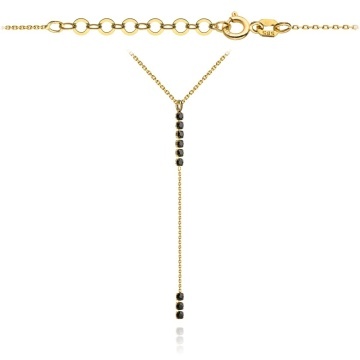 Colier Celebrity cu Pietre Negre Suspendate Vertical