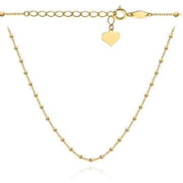 Colier din Aur 14k cu Bilute sI Inima la Inchizatoare - 36cm+3cm