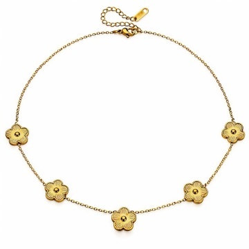 Colier Flower Slash din Inox placat cu Aur