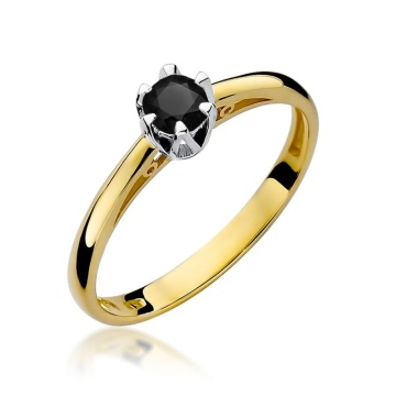 Inel Aur 14K cu Diamant Natural Negru 0.20 ct