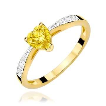 Inel Aur 14K cu Diamante Galbene de Laborator 0.53 ct