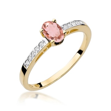Inel Aur 14K cu Morganit 0.40 ct si Diamante Naturale 0.05 ct