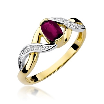 Inel Aur 14K cu Rhodolite 0.50 ct si Diamante Naturale 0.05 ct