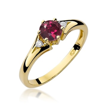 Inel Aur 14K cu Rhodolite 0.60 ct si Diamante Naturale 0.03 ct