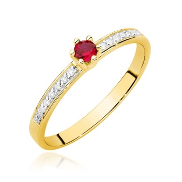 Inel Aur 14K cu Rubin 0.15 ct si Diamante Naturale 0.07 ct