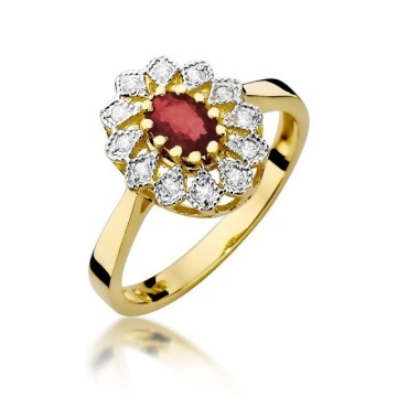 Inel Aur 14K cu Rubin 0.60 ct si Diamante Naturale 0.10 ct