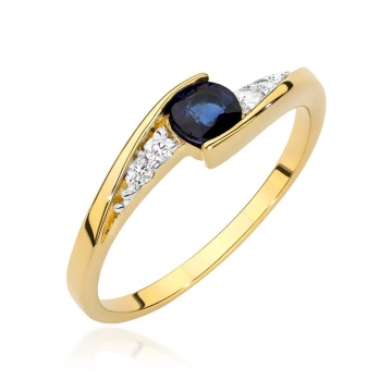Inel Aur 14K cu Safir 0.30 ct si Diamante Naturale 0.06 ct