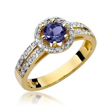 Inel Aur 14K cu Safir 0.50 ct si Diamante Naturale 0.20 ct