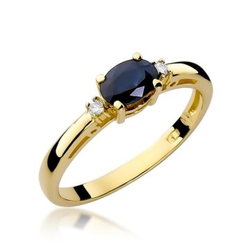 Inel Aur 14K cu Safir 0.70 ct si Diamante Naturale 0.03 ct