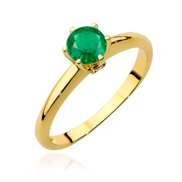 Inel Aur 14K cu Smarald 0.50 ct si Diamante Naturale 0.04 ct
