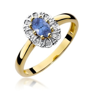 Inel Aur 14K cu Tanzanit 0.40 ct si Diamante Naturale 0.07 ct