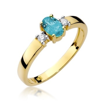 Inel Aur 14K cu Topaz Swiss 0.50 ct si Diamante Naturale 0.08 ct