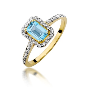 Inel Aur 14K cu Topaz Swiss 0.65 ct si Diamante Naturale 0.19 ct
