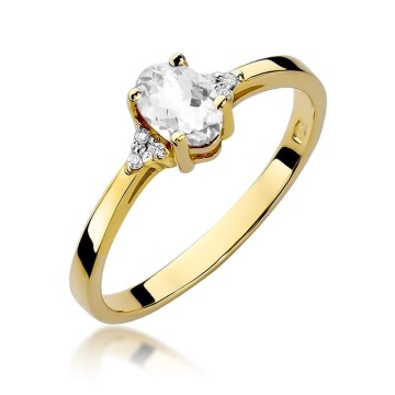 Inel Aur 14K cu White Sapphire 0.50 ct si Diamante Naturale 0.05 ct