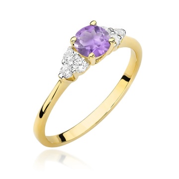 Inel Aur 9K cu Ametist 0.50 ct si Diamante Naturale 0.18 ct