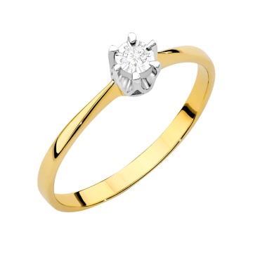 Inel Aur 9K cu Diamant Natural 0.03 ct