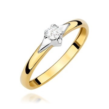 Inel Aur 9K cu Diamant Natural 0.15 ct