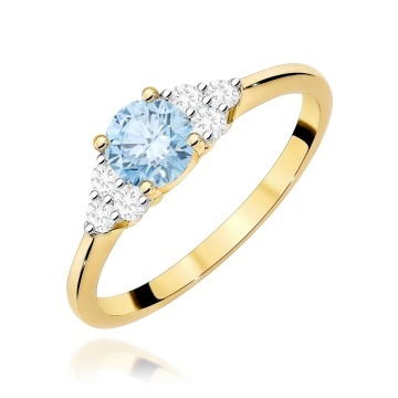 Inel Aur 9K cu Diamante Albastre de Laborator 0.68 ct