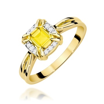 Inel Aur 9K cu Diamante Galbene de Laborator 0.56 ct